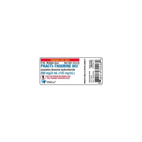 Practi-Thiamine HCl 200mg/2mL Vial Label (Pack of 100)