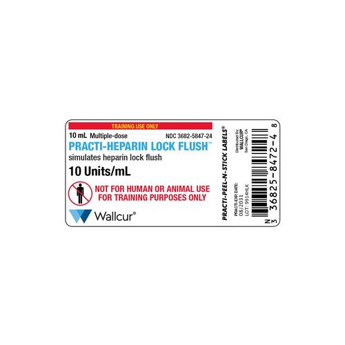 Practi-Heparin Lock Flush 10U/10mL Vial Label (Pack of 100)