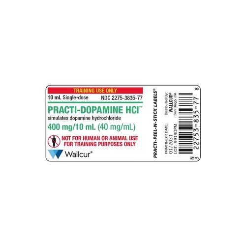 Practi-Dopamine HCl 400mg/10mL Vial Label (Pack of 100)