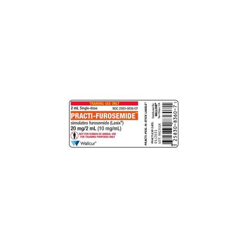 Practi-Furosemide 20mg/2mL Vial Label (Pack of 100)
