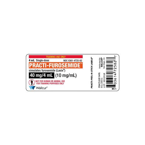 Practi-Furosemide 40mg/4mL Vial Label (Pack of 100)