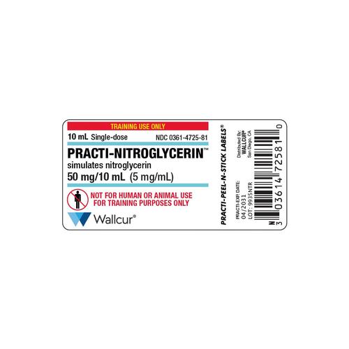 Practi-Nitroglycerin 50mg/10mL Vial Label (Pack of 100)